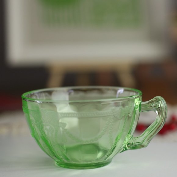 Kitchen Vintage Green Depression Glass Tea Cup Poshmark